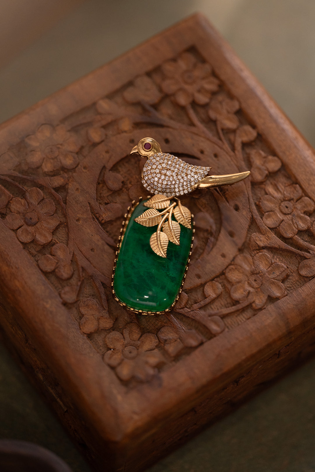 Rahat Green Polki Brooch