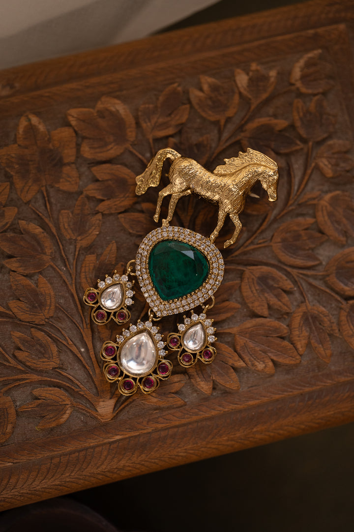 Sehab Mint Polki Brooch