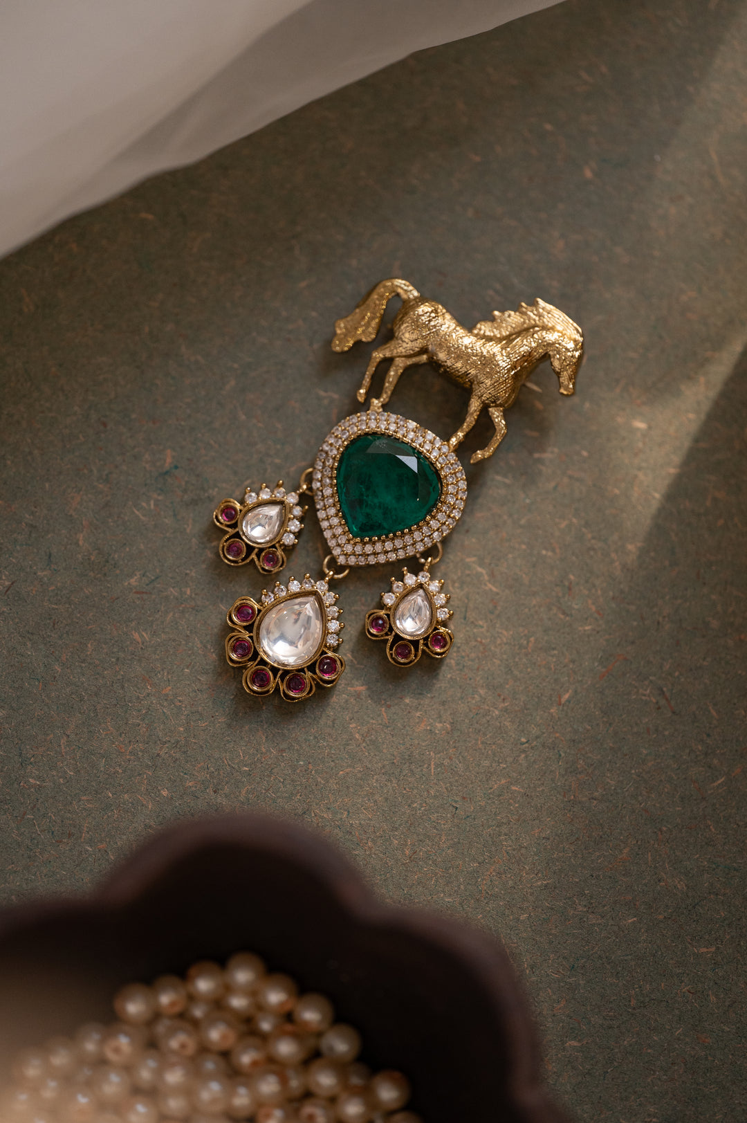 Sehab Mint Polki Brooch