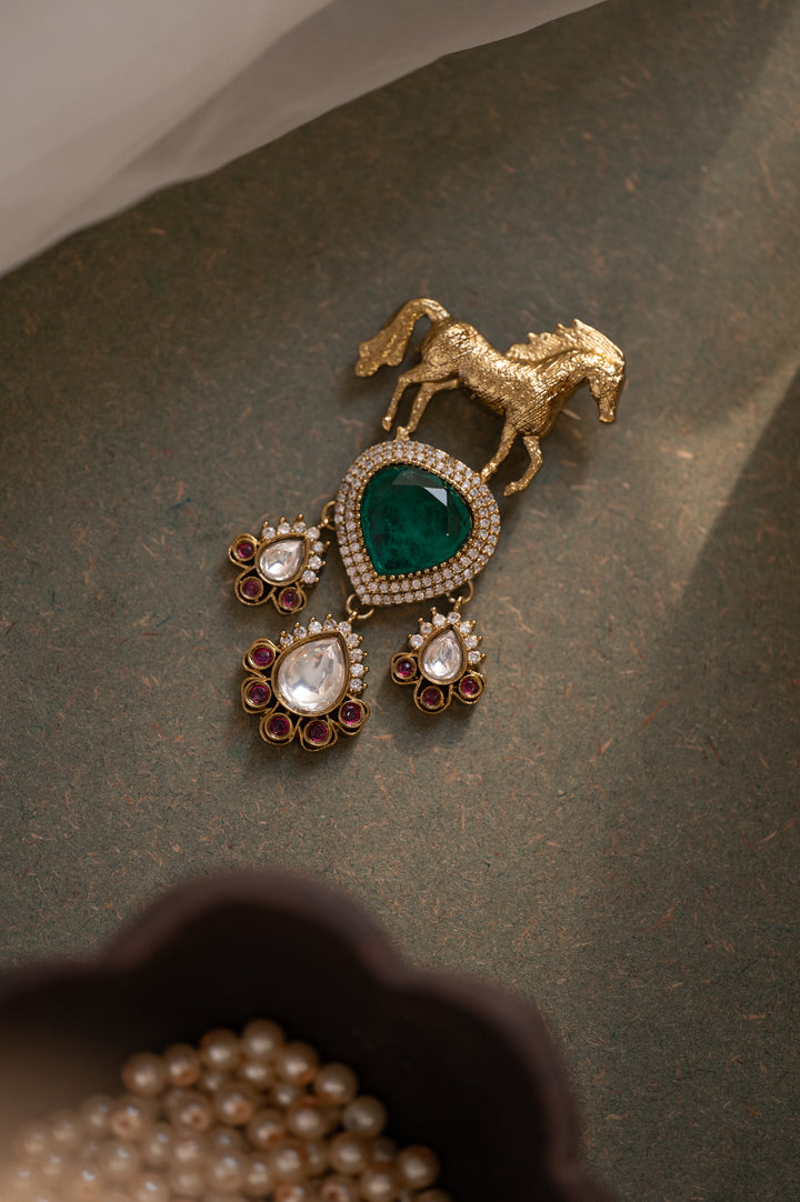Sehab Mint Polki Brooch
