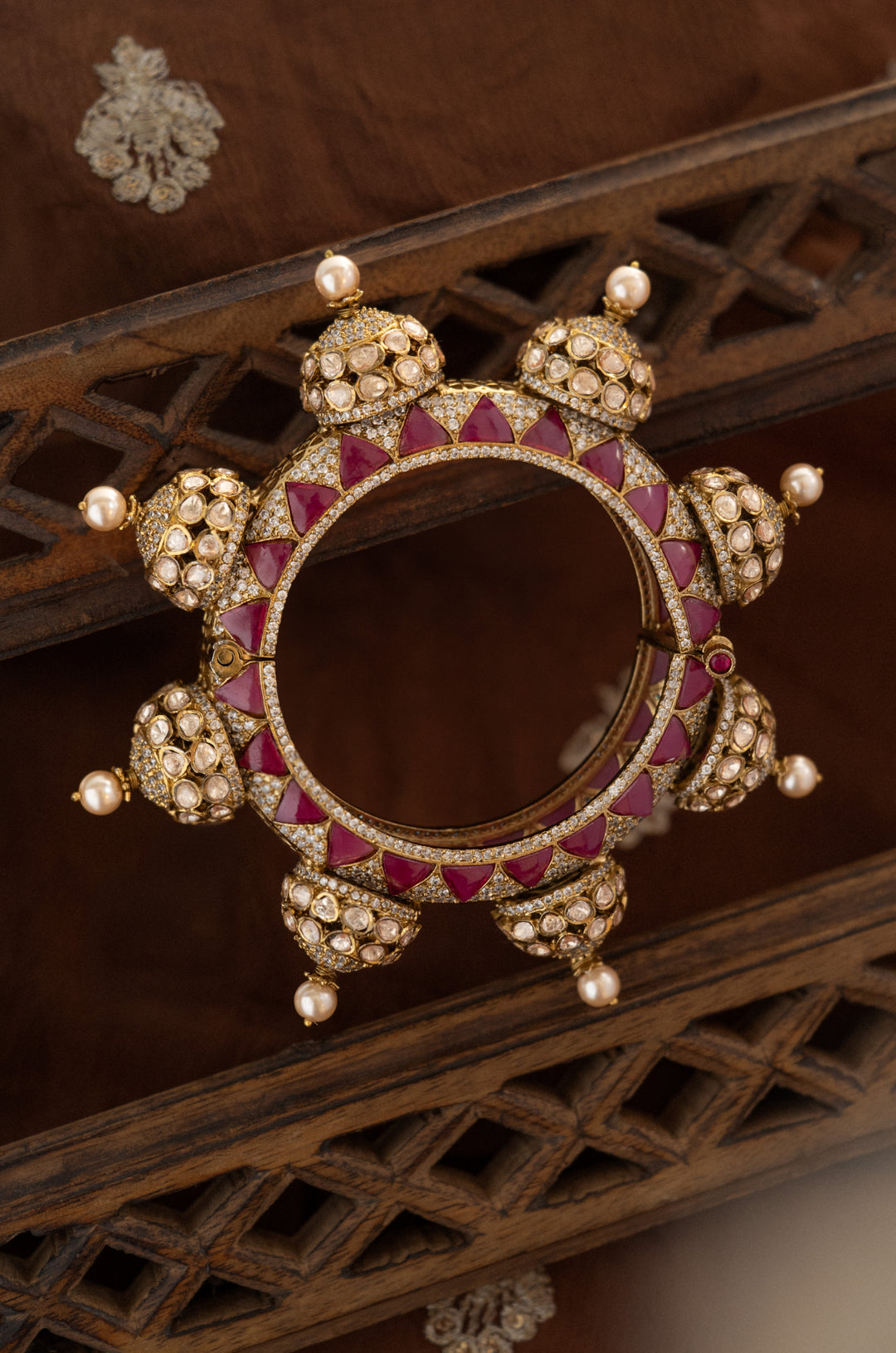 Rabia Pink Polki Pacheli Bangle