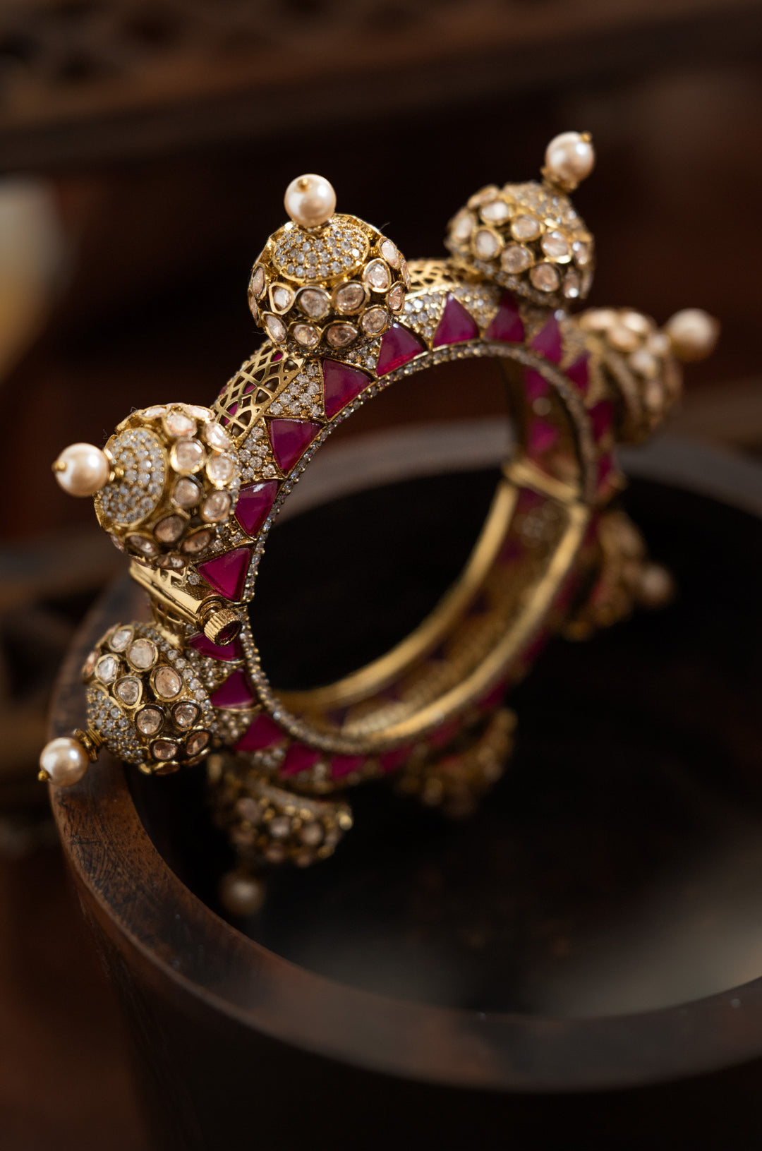 Rabia Pink Polki Pacheli Bangle