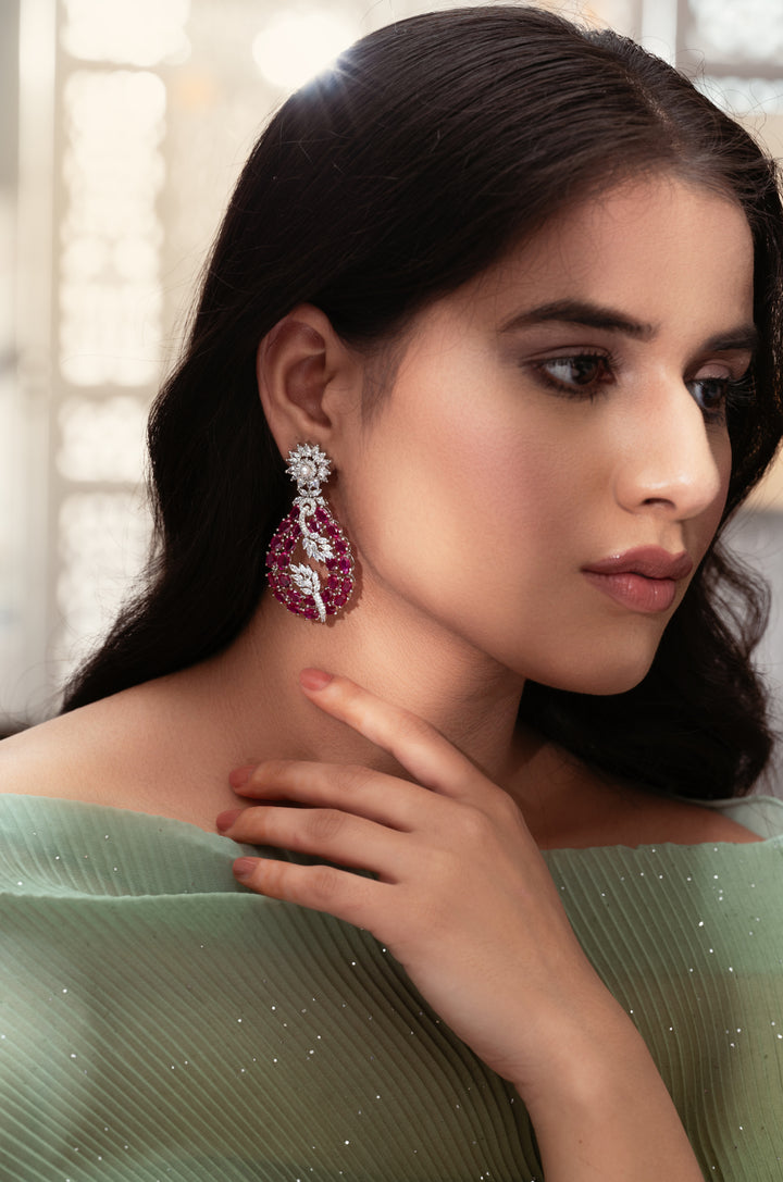 Remi Ruby Red Faux Diamond Necklace Set