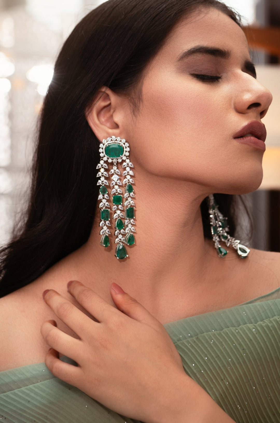 Derya Green Dangler Earrings