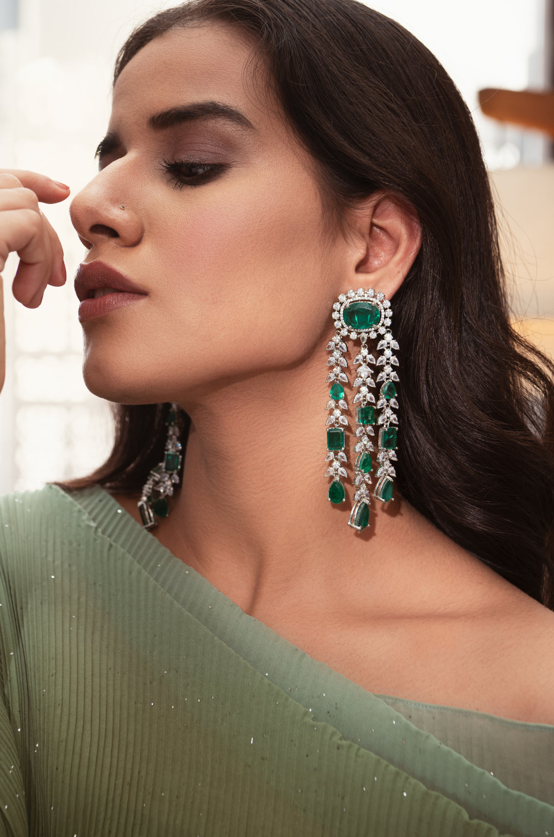 Derya Green Dangler Earrings