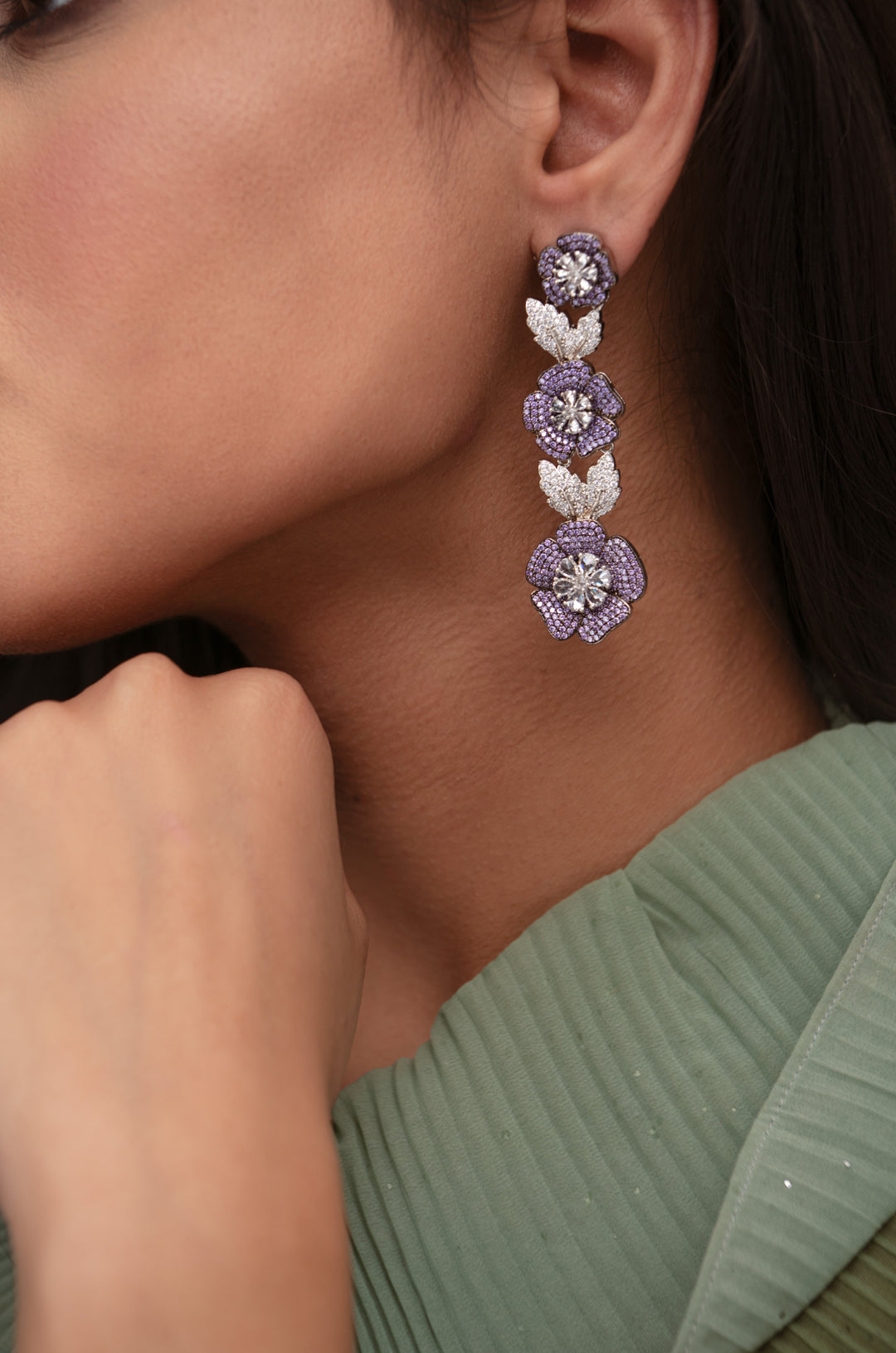 Daphne Purple Floral Earrings