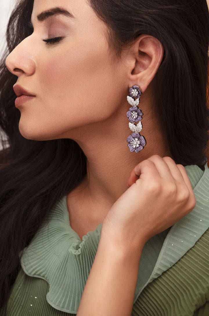 Daphne Purple Floral Earrings
