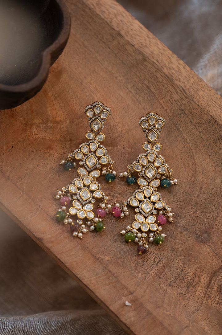 Emal Multicolored Polki Earrings