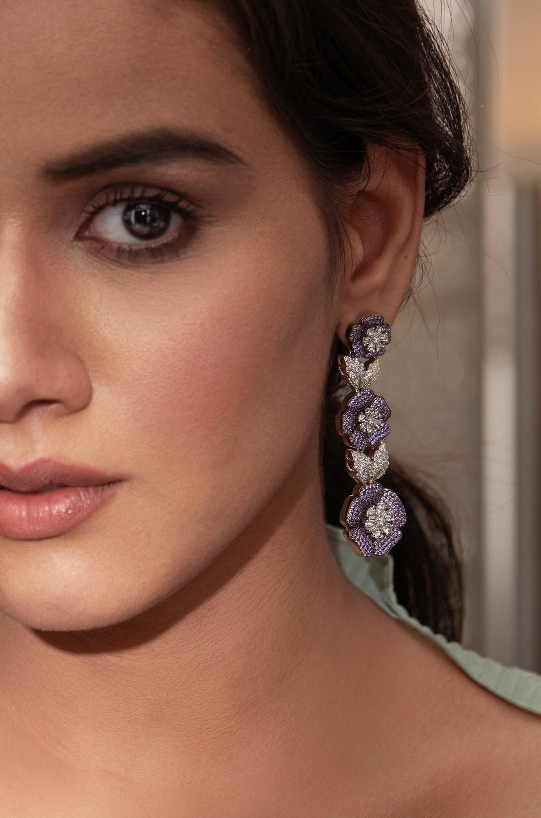 Daphne Purple Floral Earrings