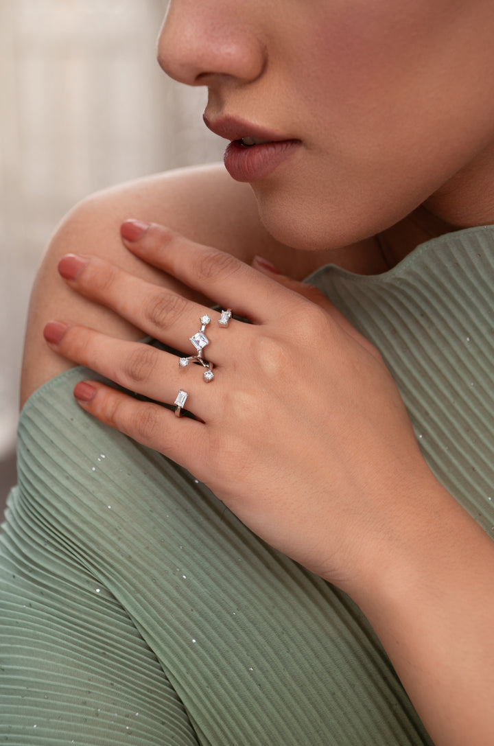 Sofia Double Finger Faux Diamond Ring