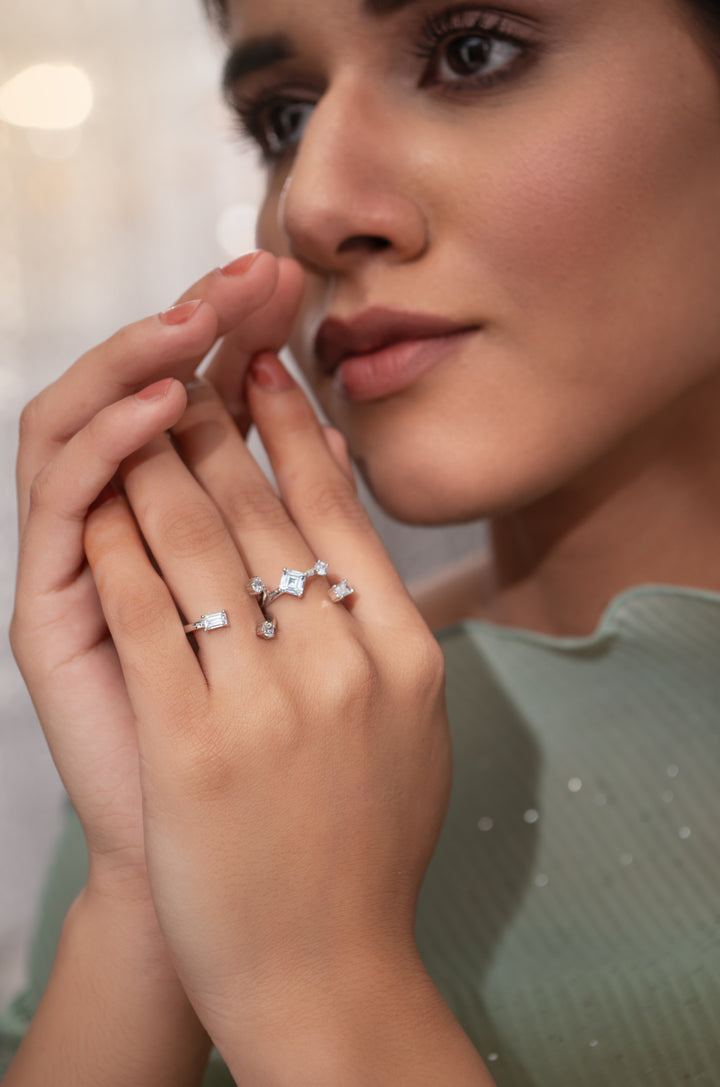 Sofia Double Finger Faux Diamond Ring