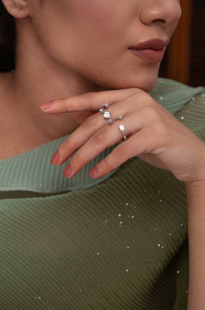 Sofia Double Finger Faux Diamond Ring