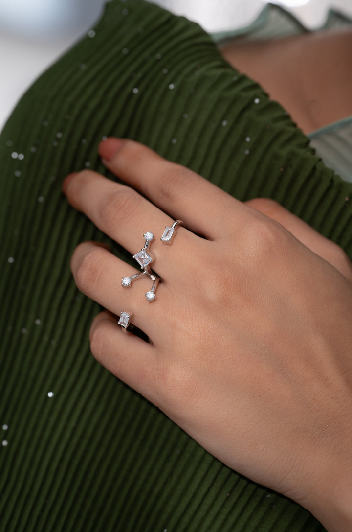 Sofia Double Finger Faux Diamond Ring