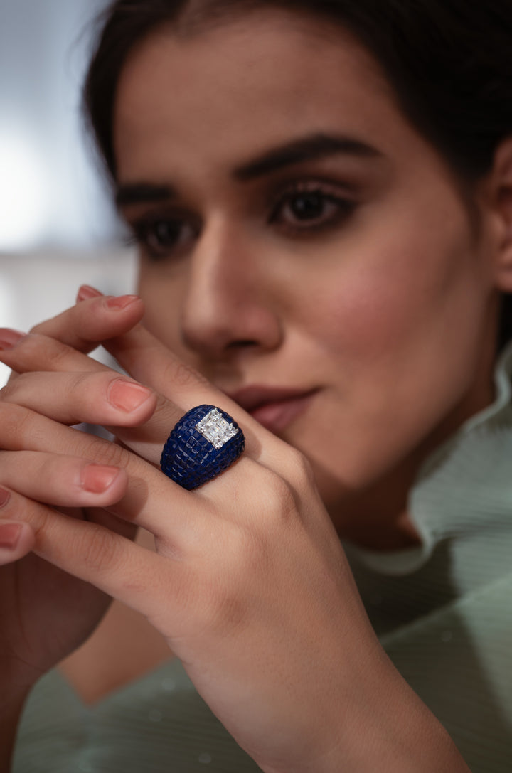 Grace Blue Faux Diamond Ring