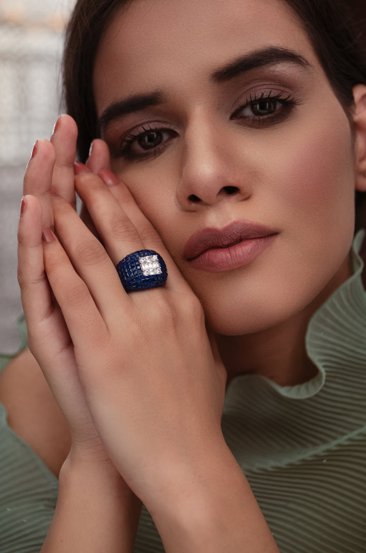 Grace Blue Faux Diamond Ring
