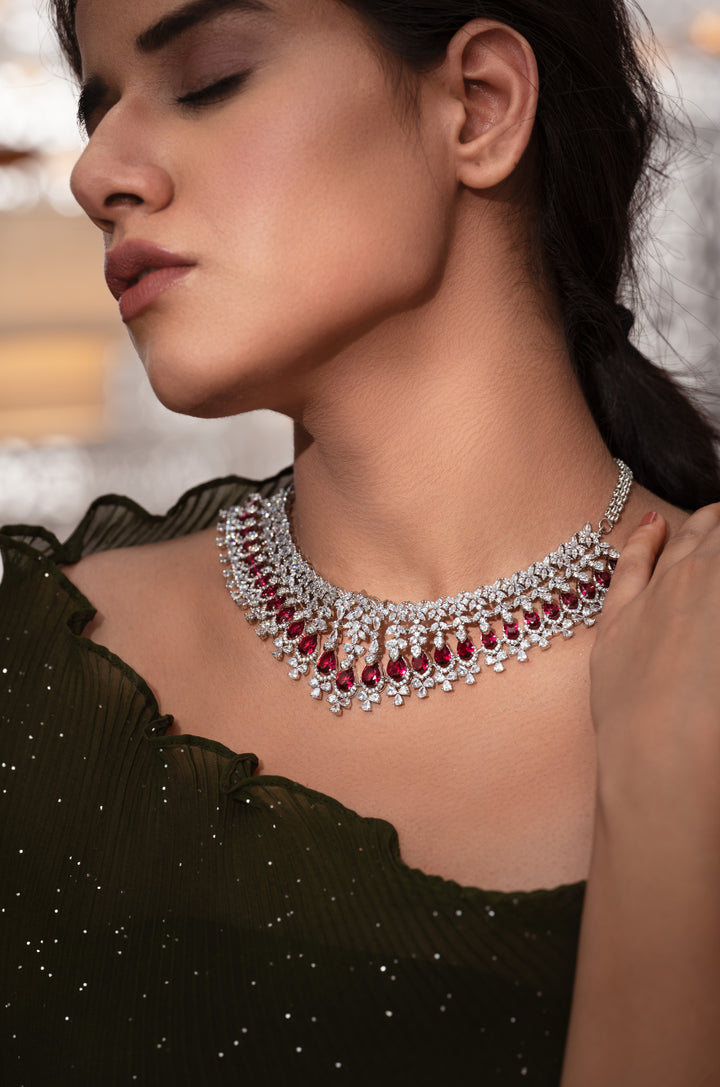 Haven Red Tear Drop Necklace Set