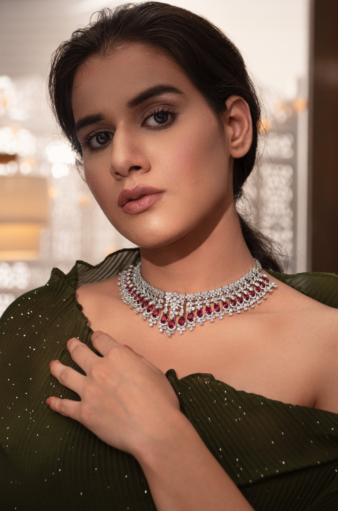 Haven Red Tear Drop Necklace Set