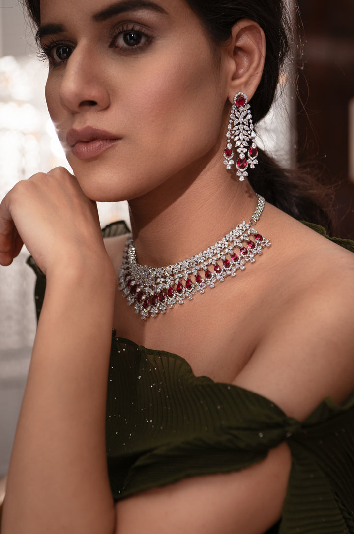 Haven Red Tear Drop Necklace Set