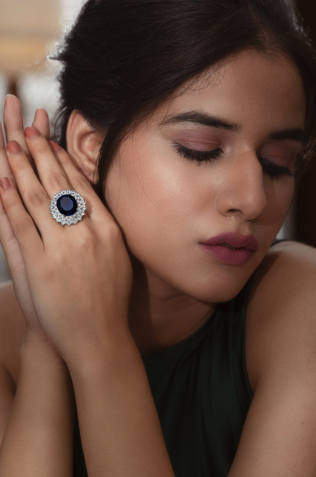 Olivia Blue Faux Diamond Ring