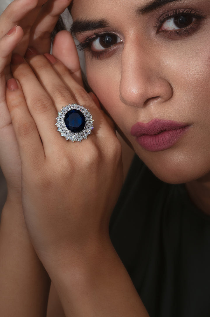 Olivia Blue Faux Diamond Ring
