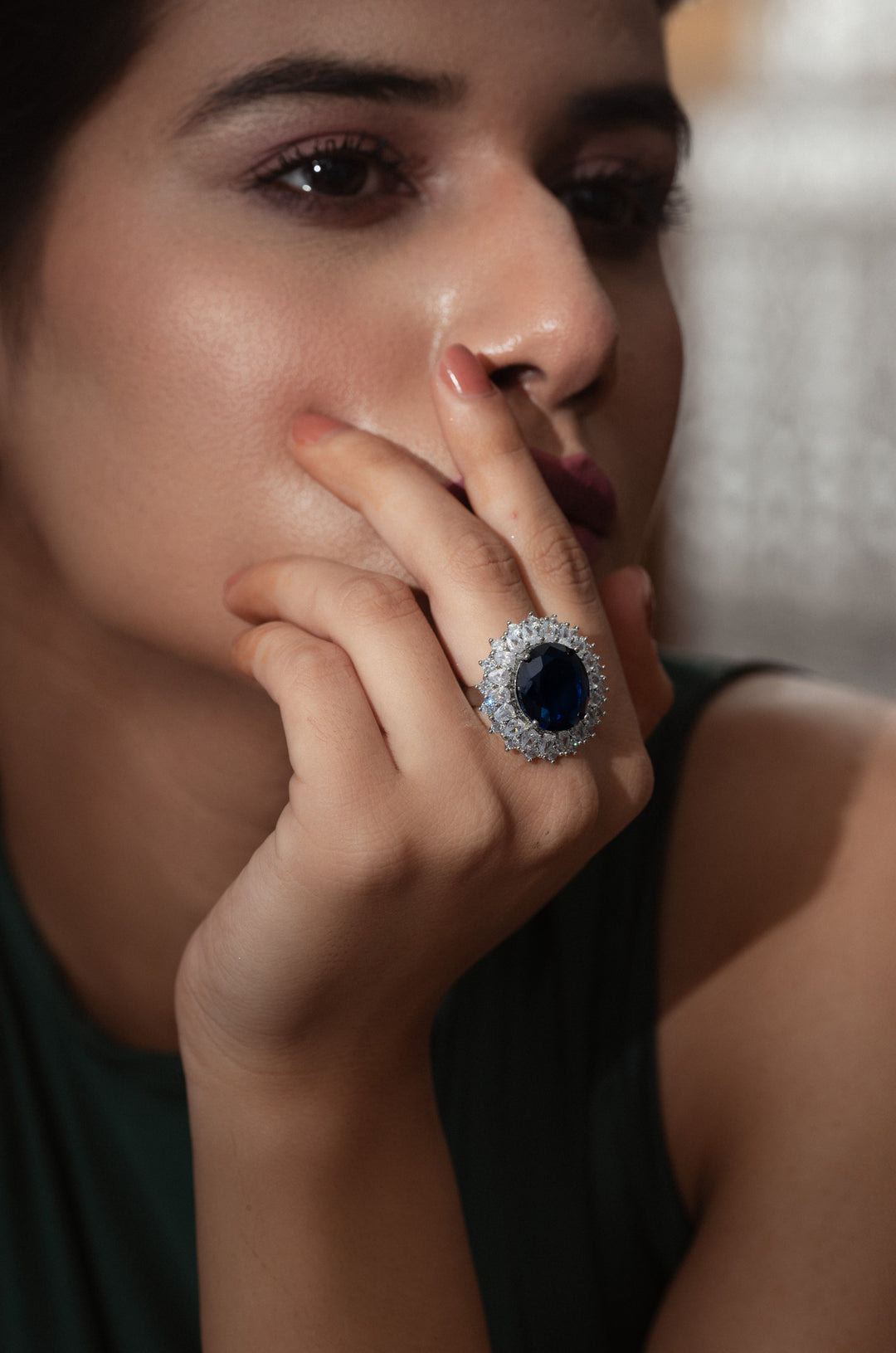 Olivia Blue Faux Diamond Ring