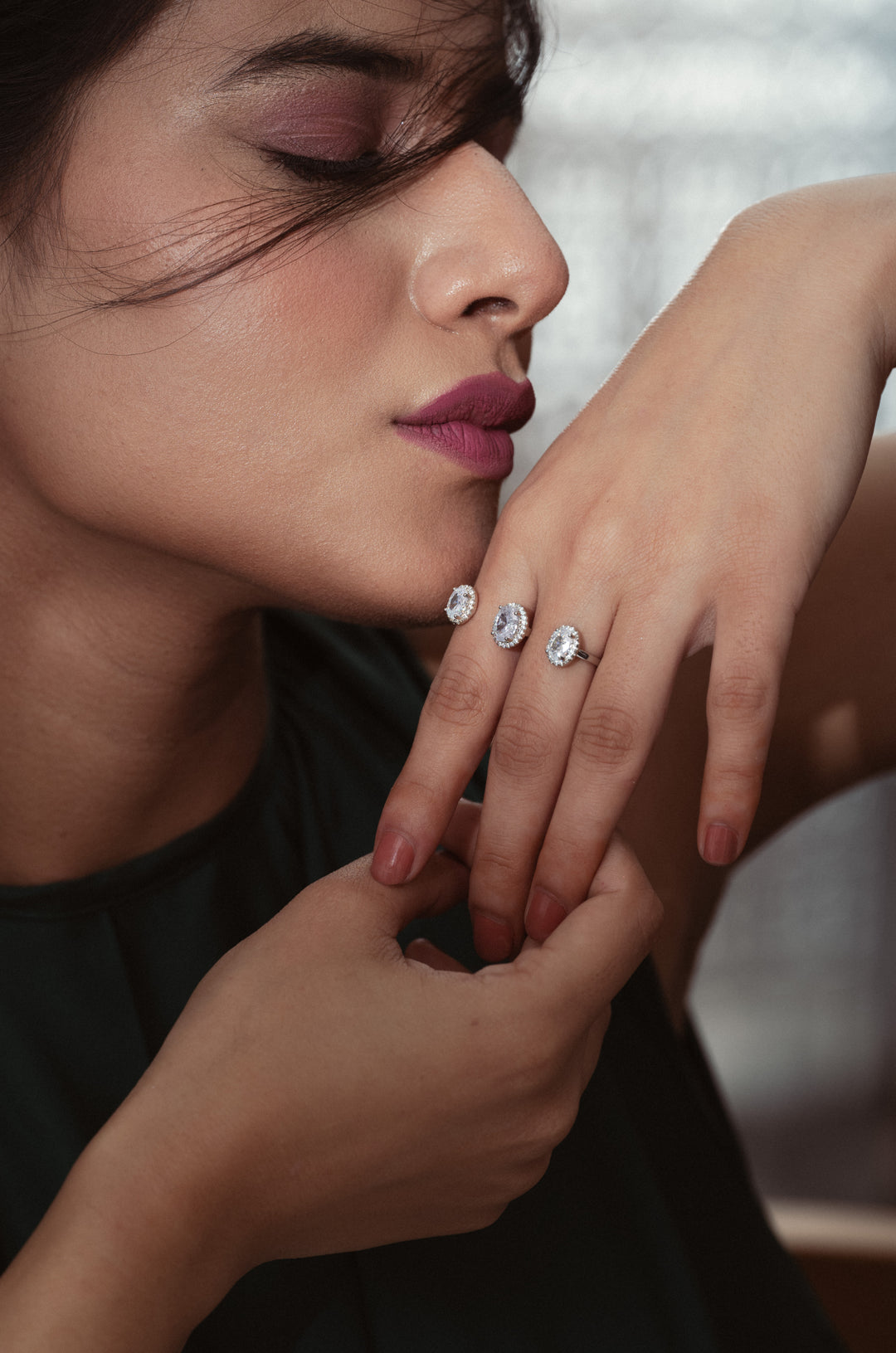 Nancy Double Finger Faux Diamond Ring