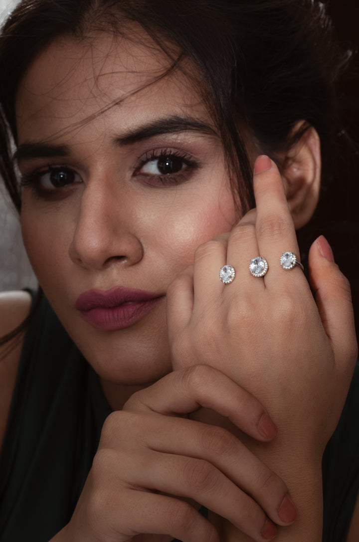 Nancy Double Finger Faux Diamond Ring