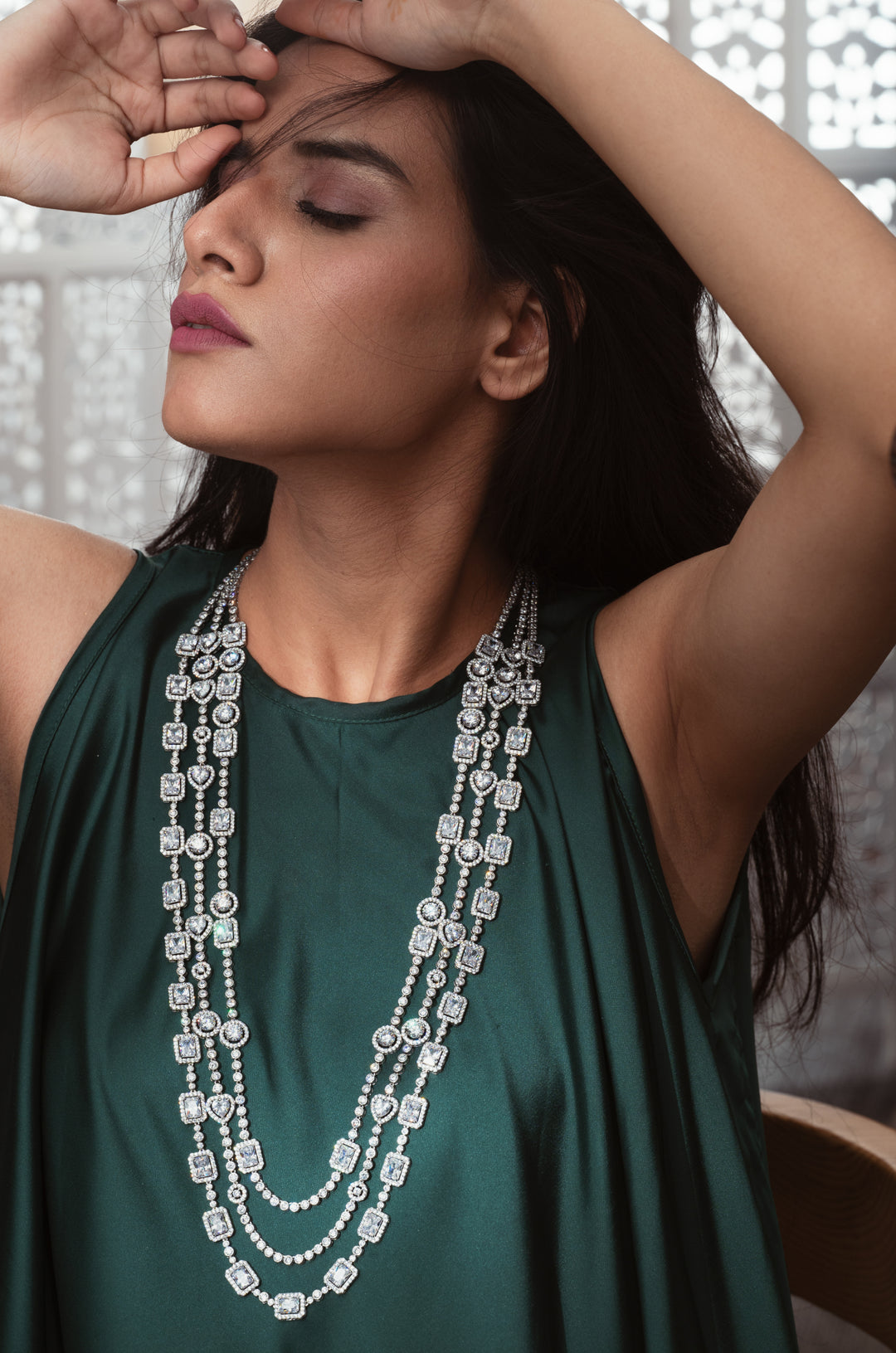 Verte Silver Layered Necklace