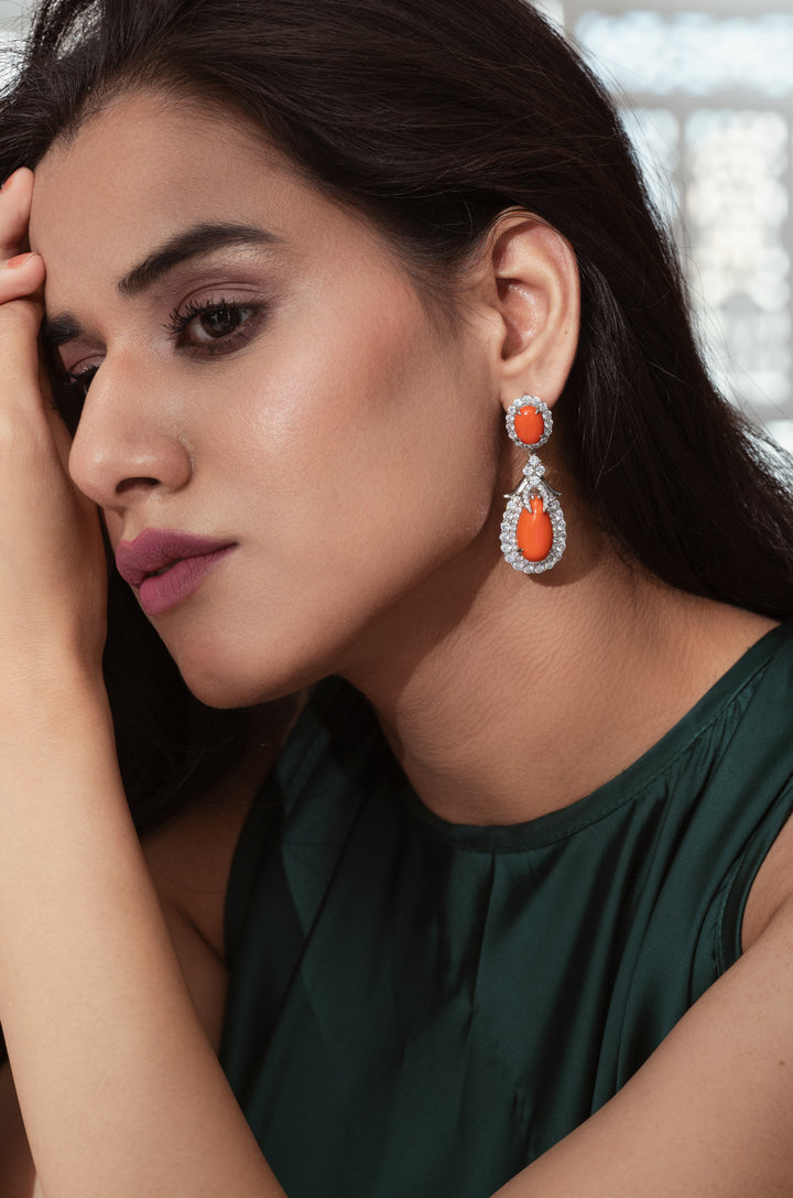 Edith Orange Pendant Necklace Set