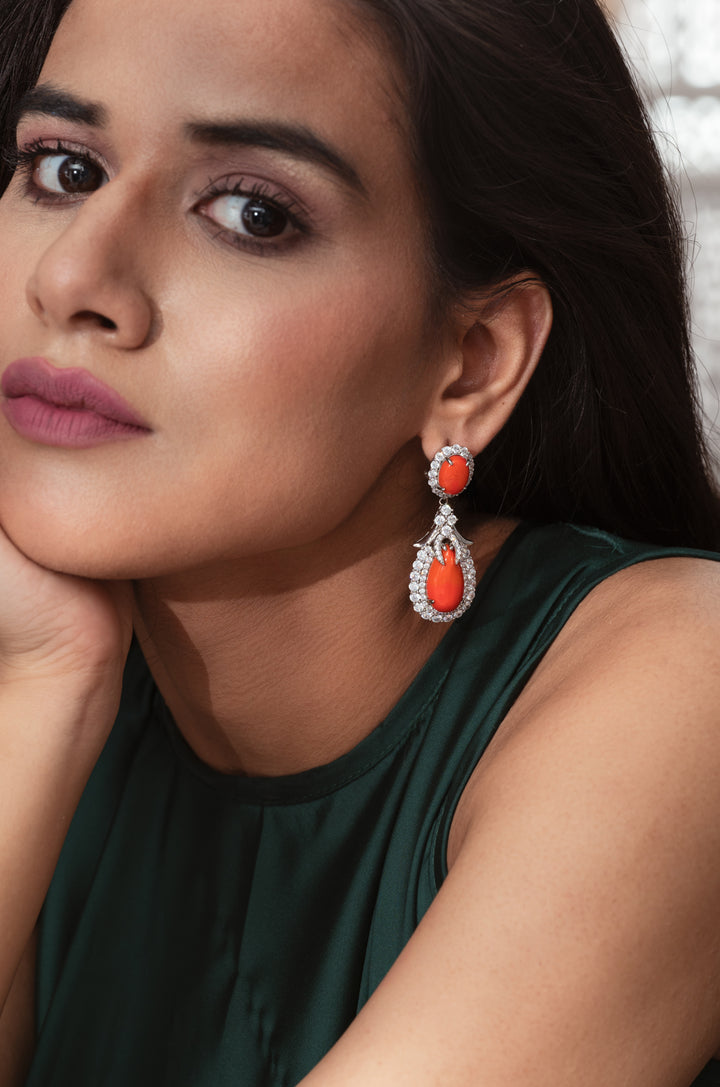 Edith Orange Pendant Necklace Set