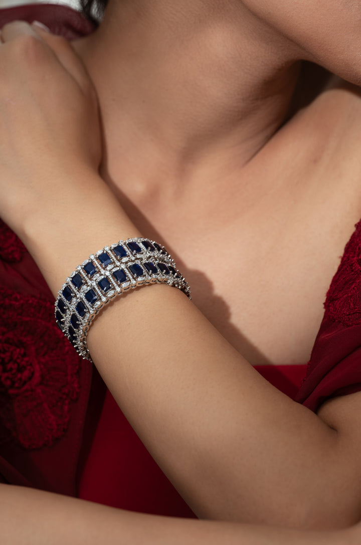 Mia Blue Faux Diamond Bangles - Set of 2