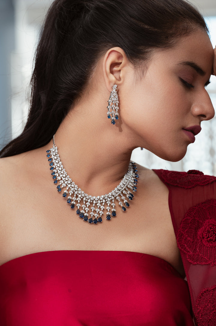 Ana Blue Tear Drop Necklace Set