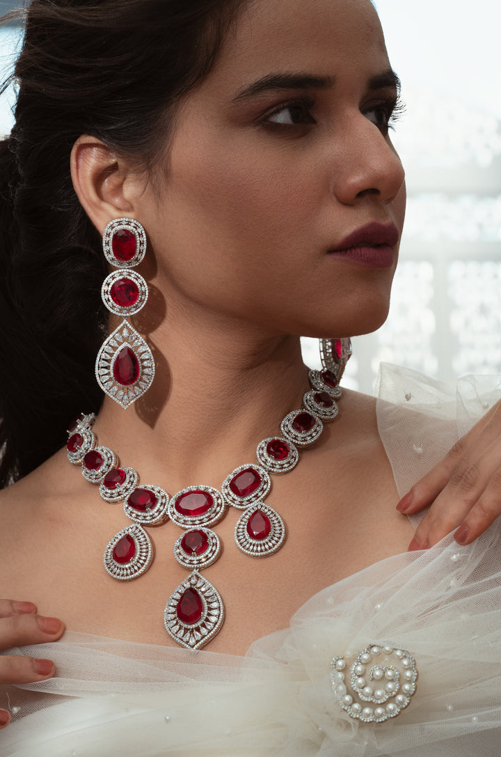 Molly Red Statement Necklace Set