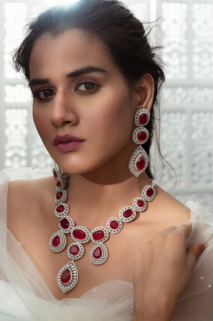 Molly Red Statement Necklace Set