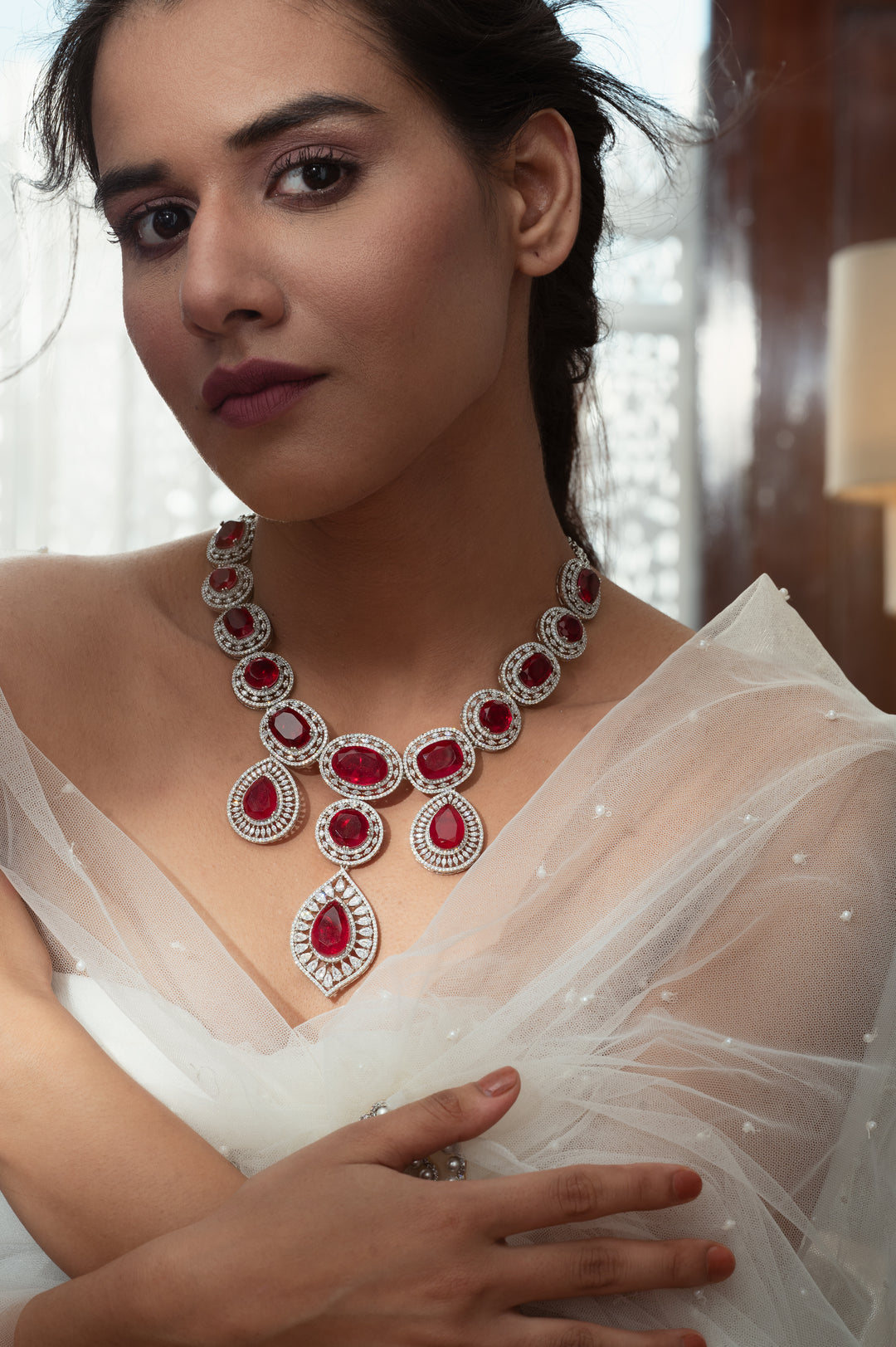 Molly Red Statement Necklace Set