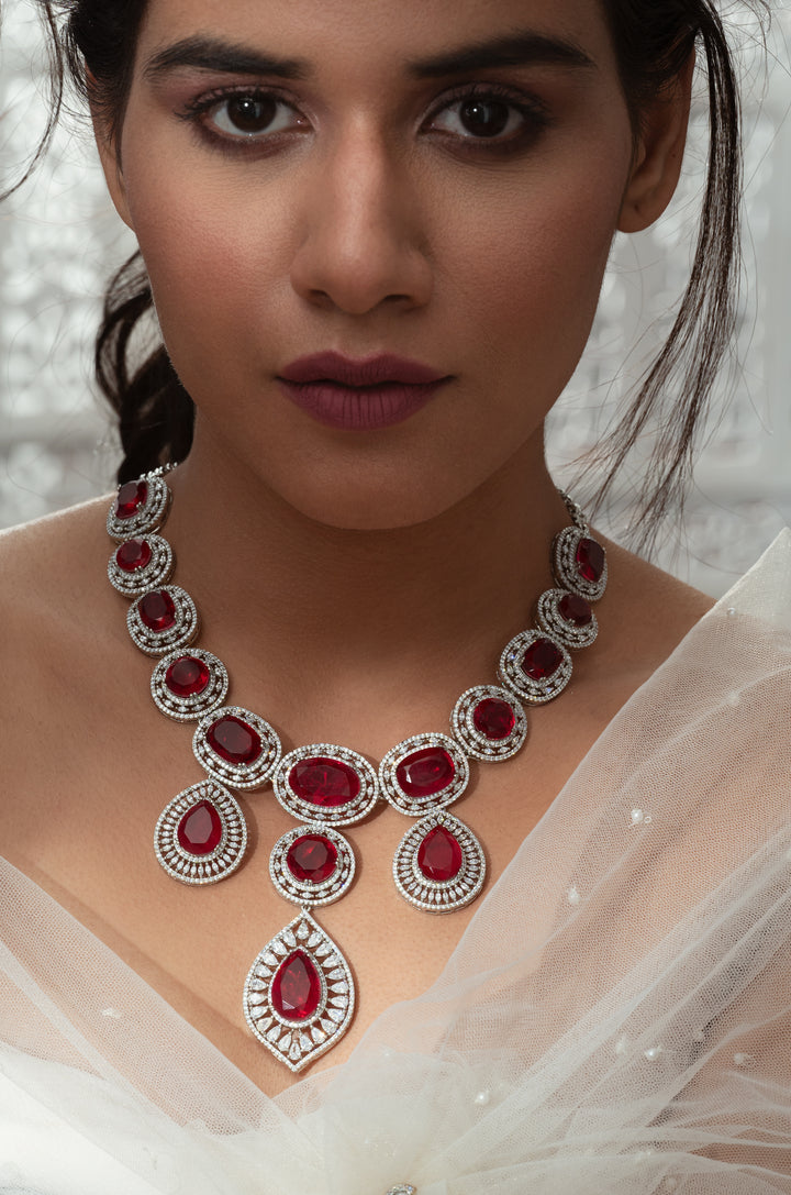 Molly Red Statement Necklace Set