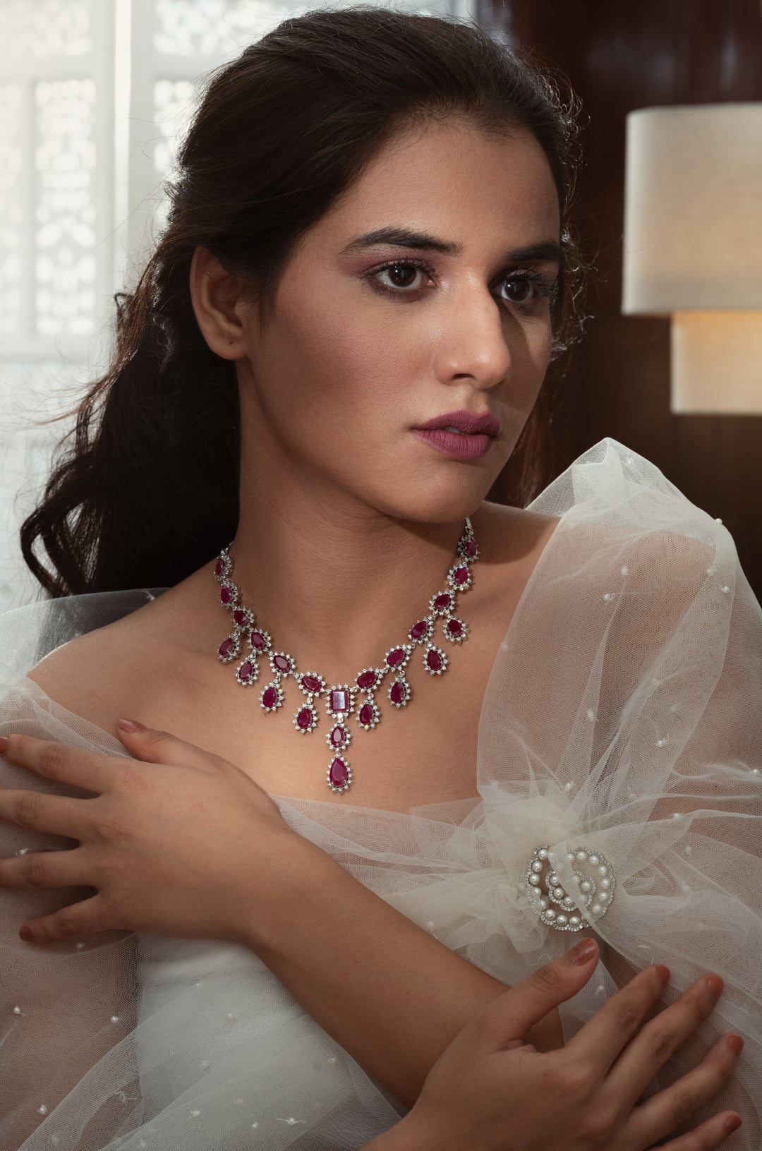 Penelope Red Dainty Necklace Set