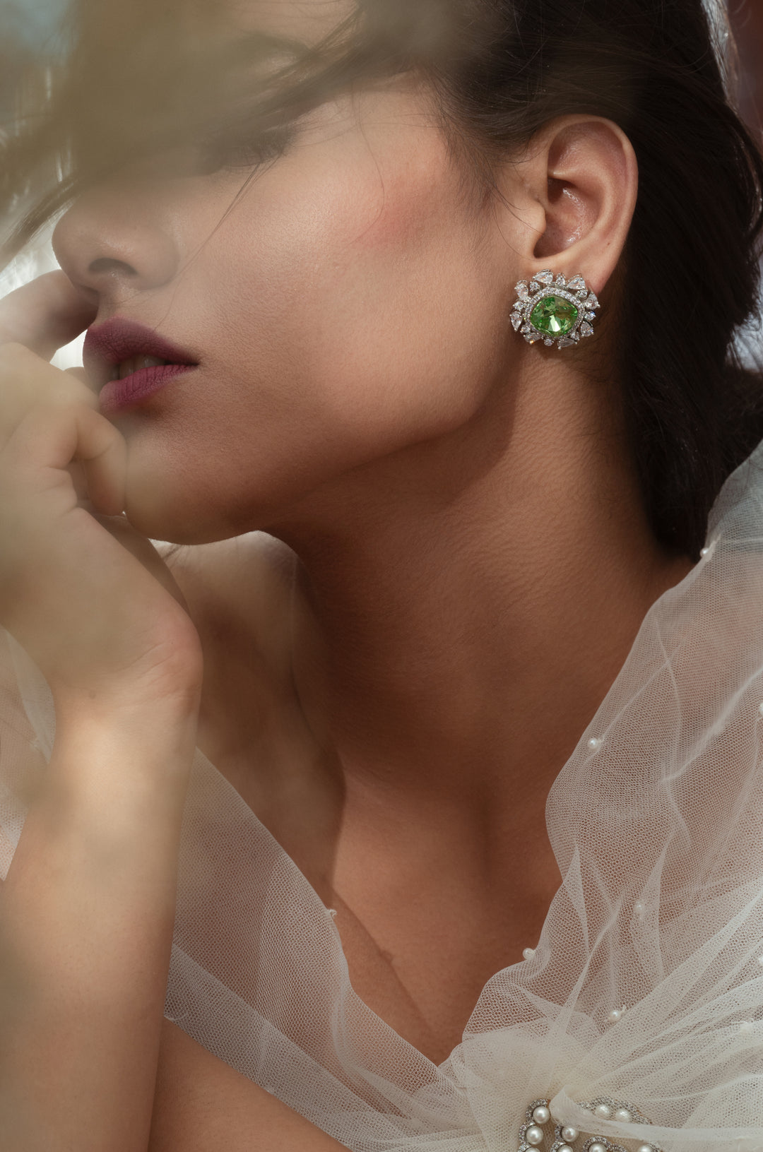 Alexa Mint Faux Diamond Earrings