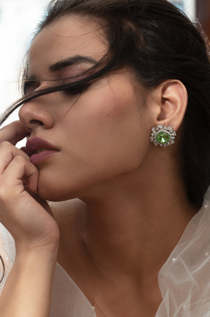 Alexa Mint Faux Diamond Earrings