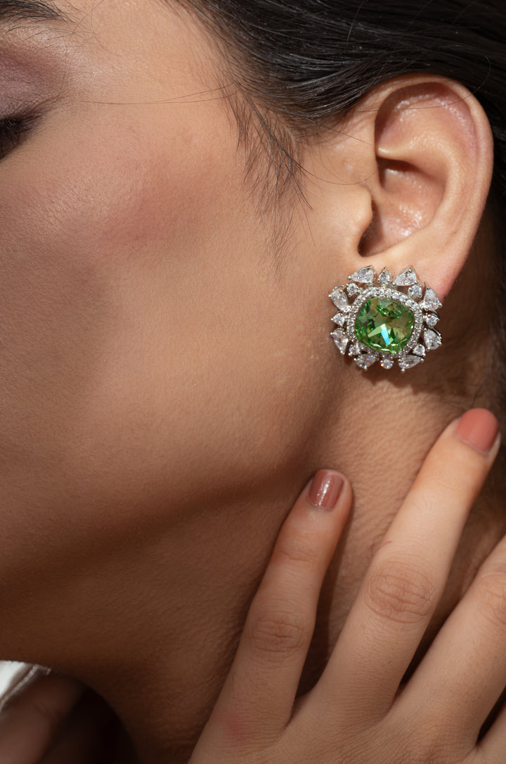 Alexa Mint Faux Diamond Earrings