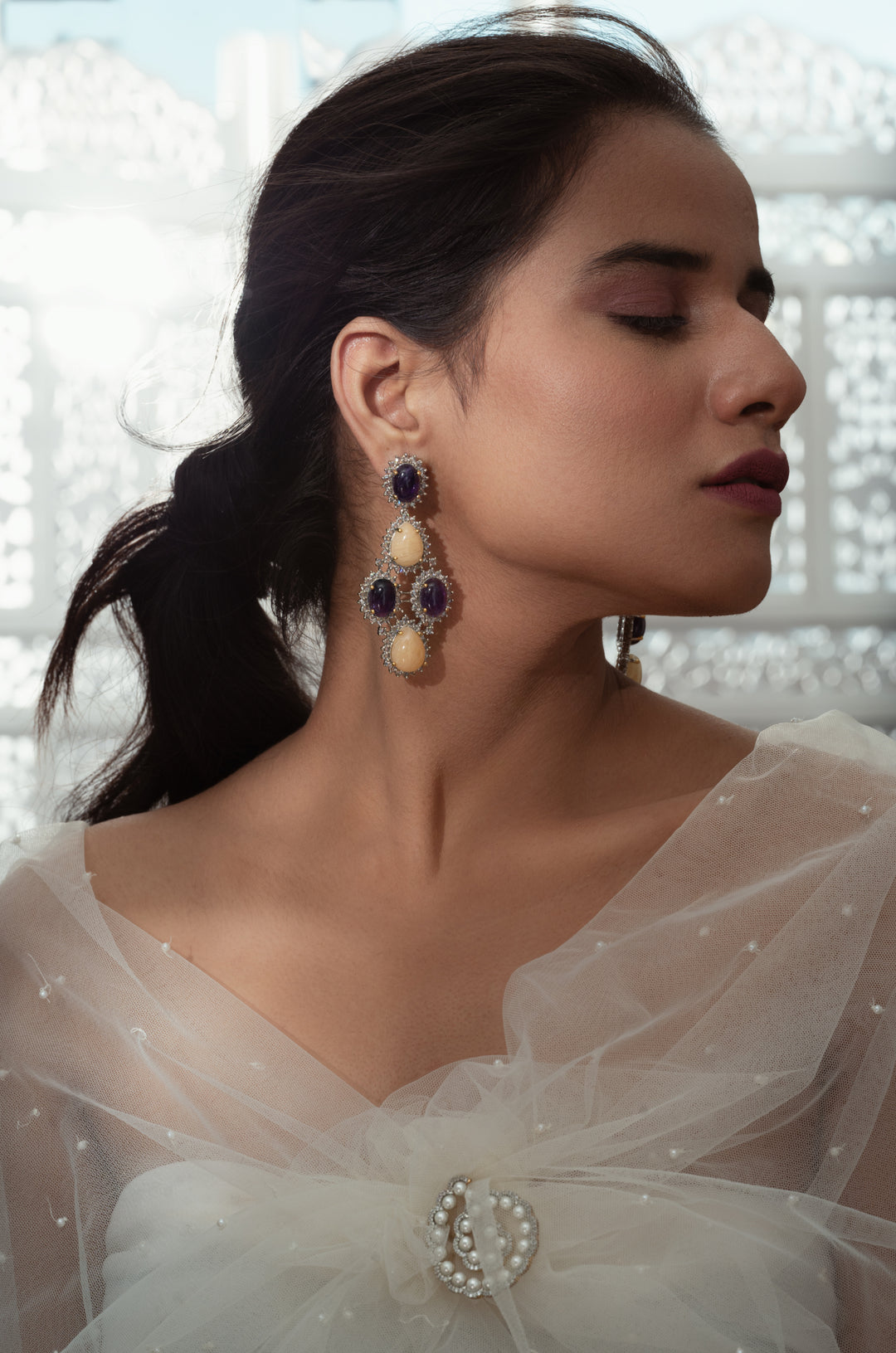 Irya Purple Yellow Earrings