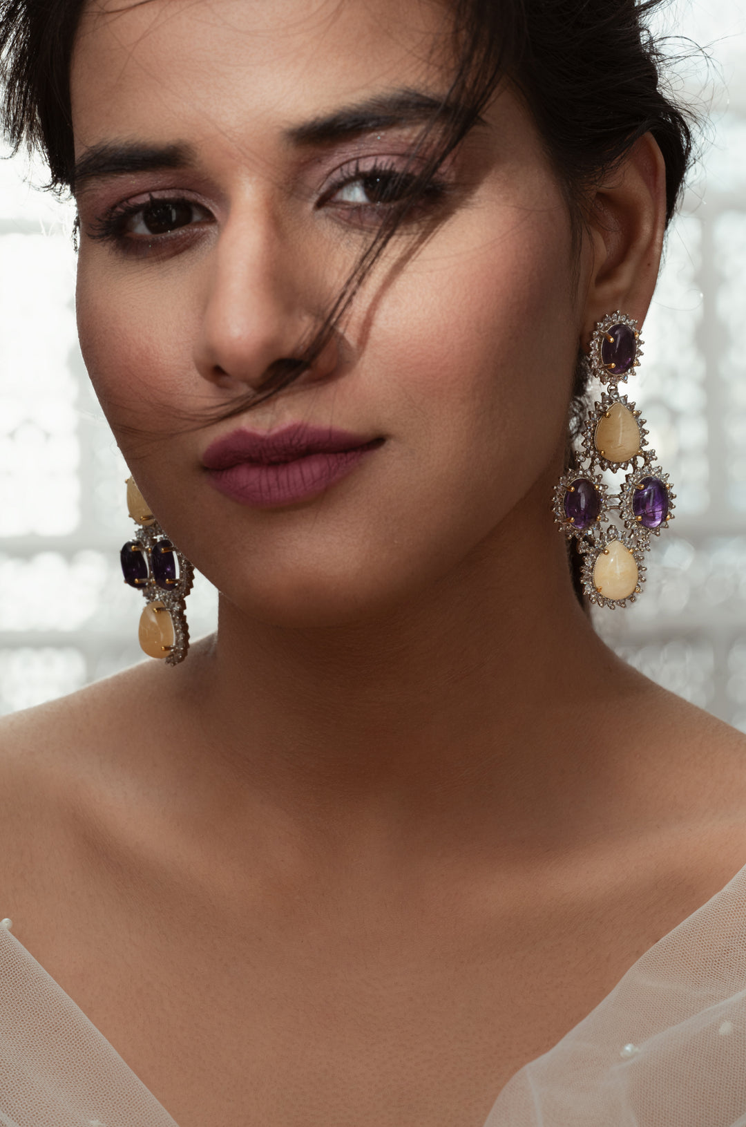 Irya Purple Yellow Earrings