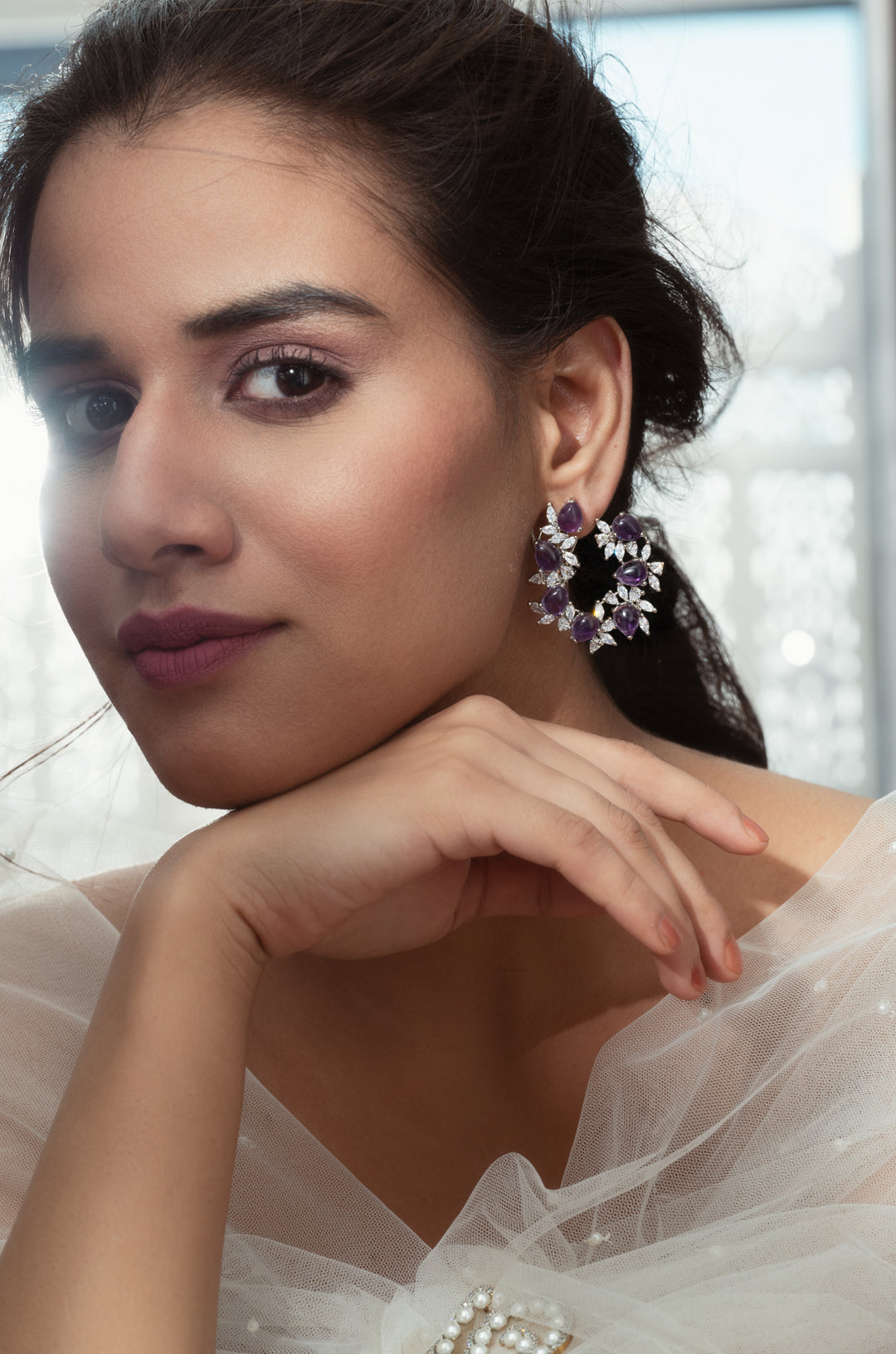 Alani Purple Faux Diamond Earrings