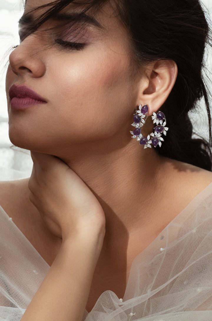 Alani Purple Faux Diamond Earrings