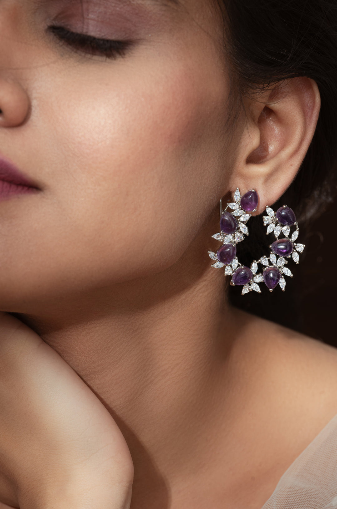 Alani Purple Faux Diamond Earrings