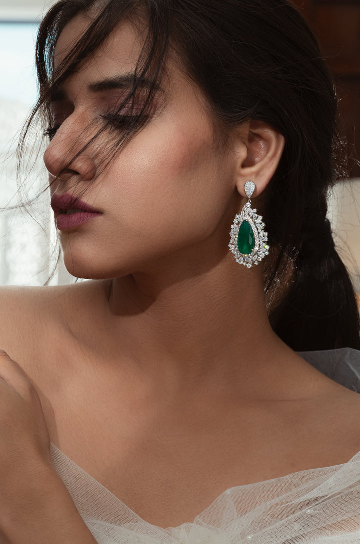 Zoey Green Faux Diamond Earrings