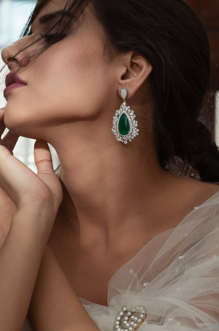 Zoey Green Faux Diamond Earrings