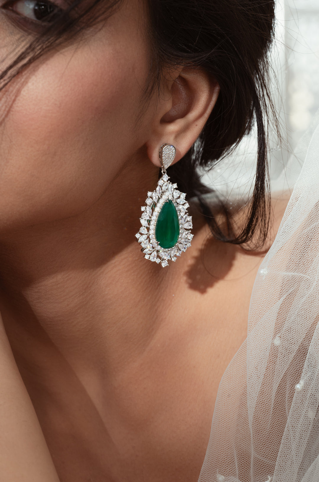 Zoey Green Faux Diamond Earrings