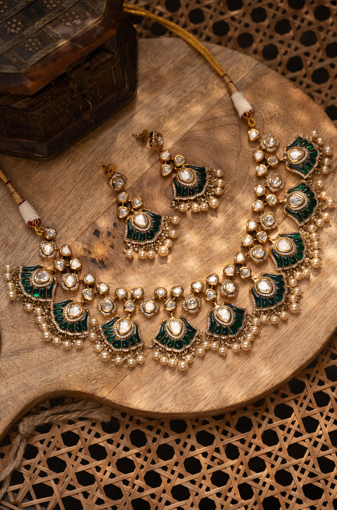 Eve Green Polki Necklace Set