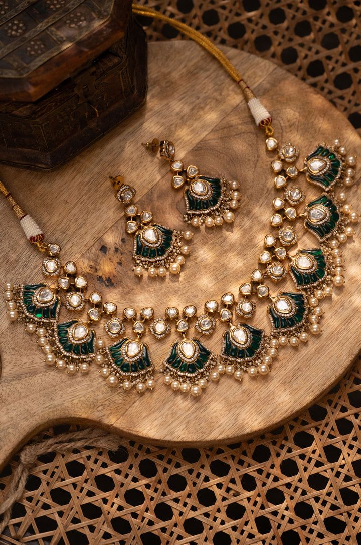 Eve Green Polki Necklace Set
